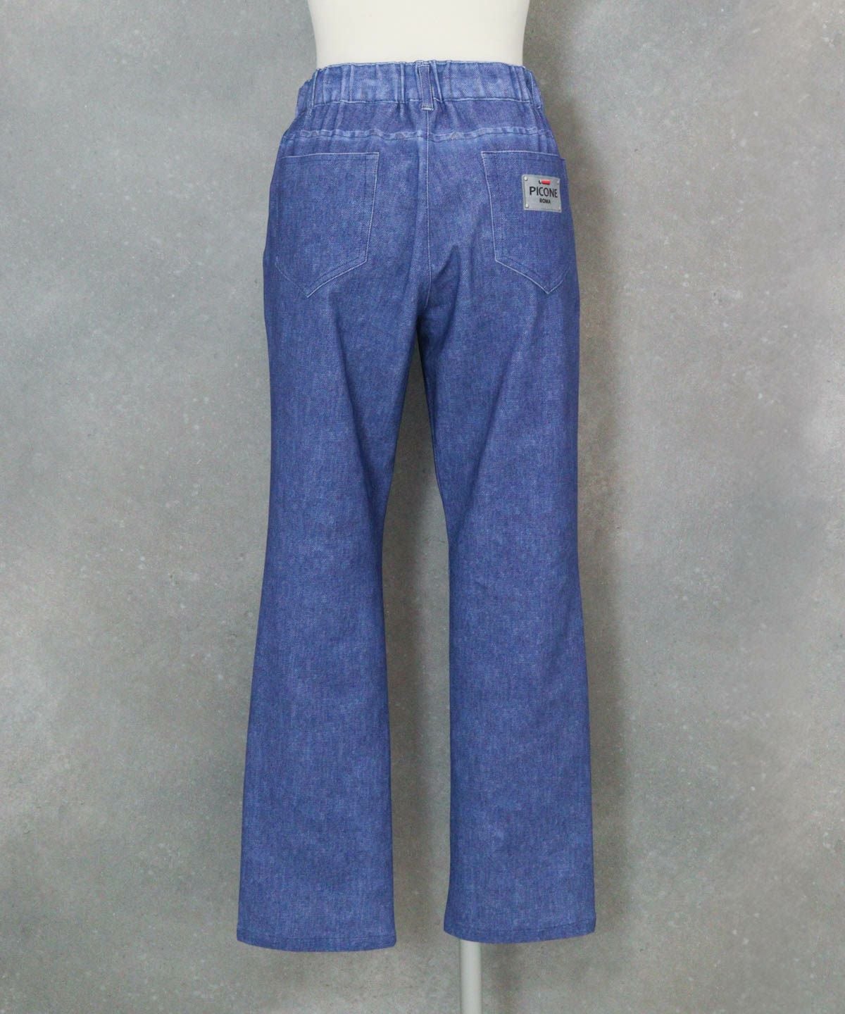 デニム風プリントボタンデザインパンツ（ブルー）後ろ