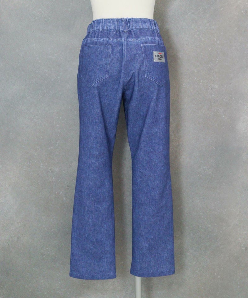 デニム風プリントボタンデザインパンツ（ブルー）後ろ