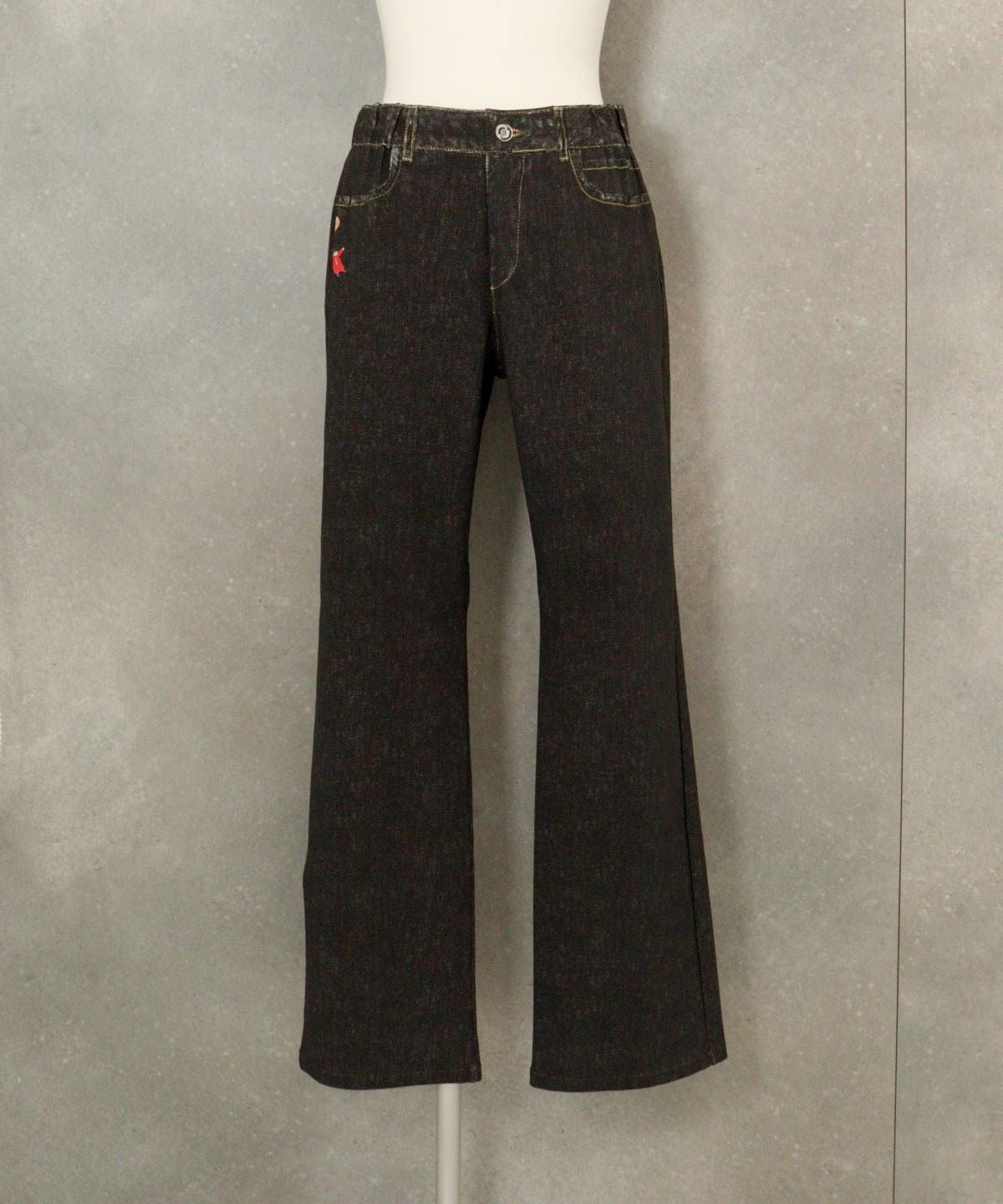 デニム風イージーワイドパンツ（ブラック）