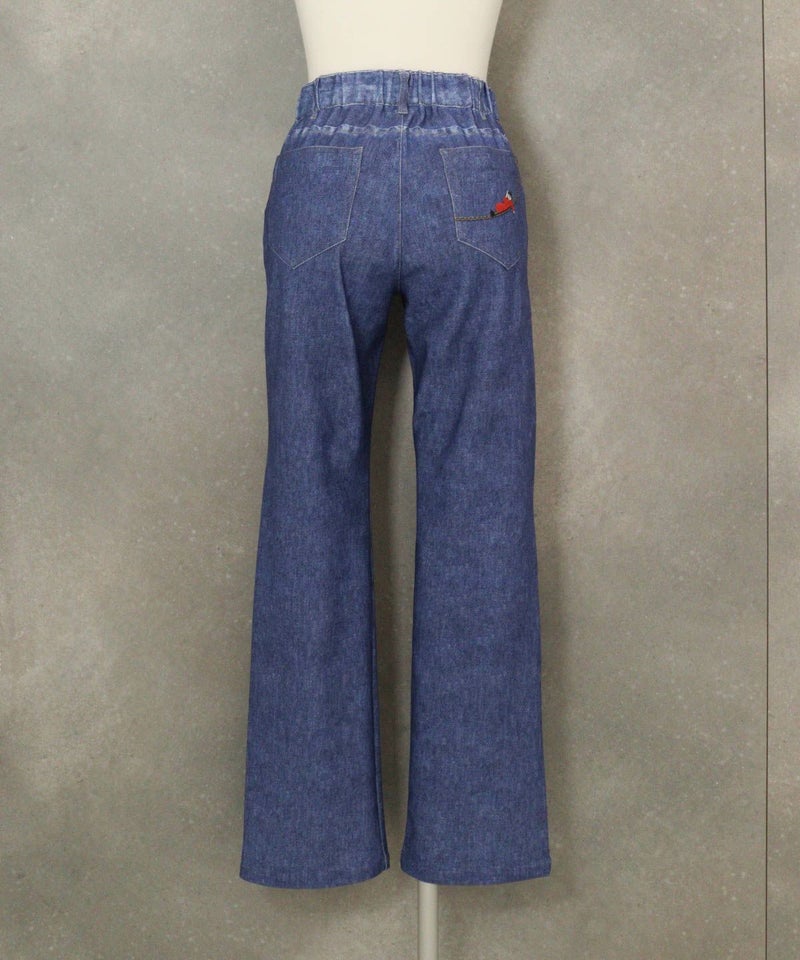 デニム風イージーワイドパンツ後（ブルー）