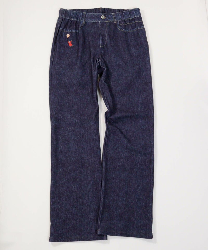 デニム風イージーワイドパンツ（ネイビー）