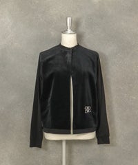 ベロア切替ポンチカーディガン（ブラック）