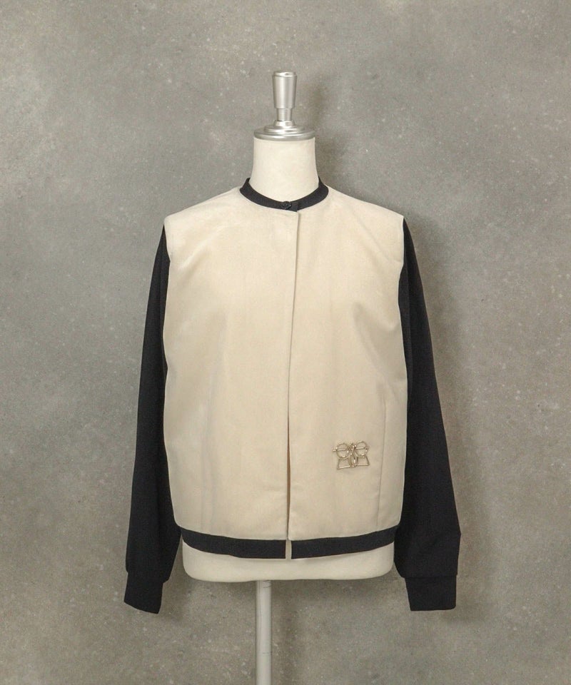 ベロア切替ポンチカーディガン（ベージュ）