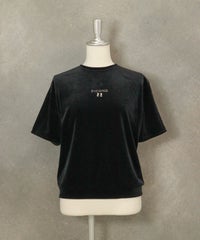 ベロアスムース半袖プルオーバー（ブラック）