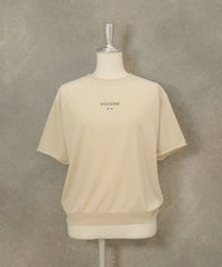 ベロアスムース半袖プルオーバー（ベージュ）