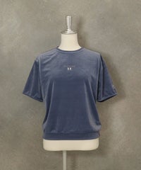 ベロアスムース半袖プルオーバー（ライトブルー)