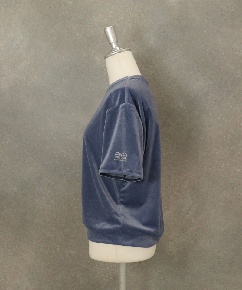 ベロアスムース半袖プルオーバー横（ライトブルー)