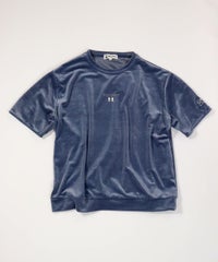 ベロアスムース半袖プルオーバー（ライトブルー)