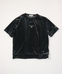 ベロアスムース半袖プルオーバー（ブラックルー)