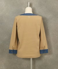 デニム切替リブプルオーバー後（ベージュ）