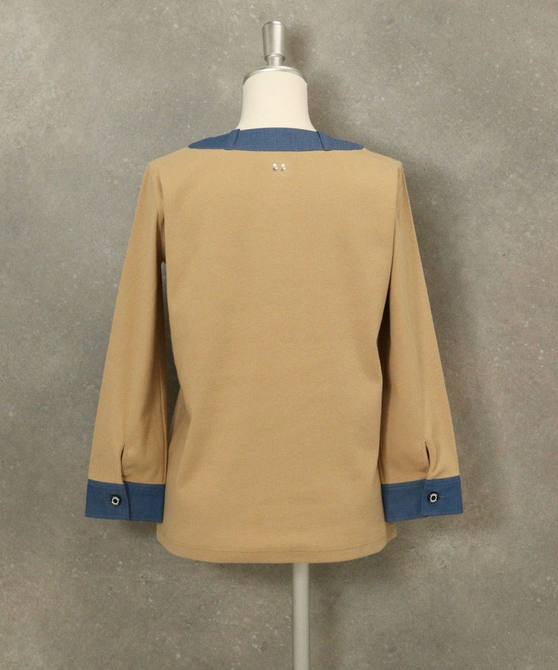デニム切替リブプルオーバー後（ベージュ）