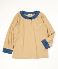 デニム切替リブプルオーバー（ベージュ）