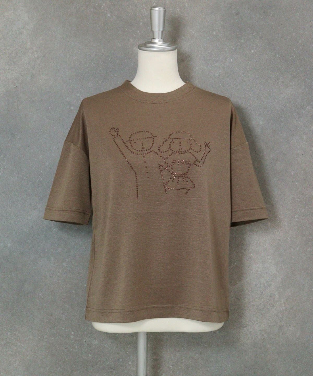 ドットイラスト半袖プルオーバー（ブラウン）