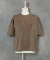 ドットイラスト半袖プルオーバー（ブラウン）