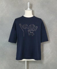 ドットイラスト半袖プルオーバー（ネイビー）