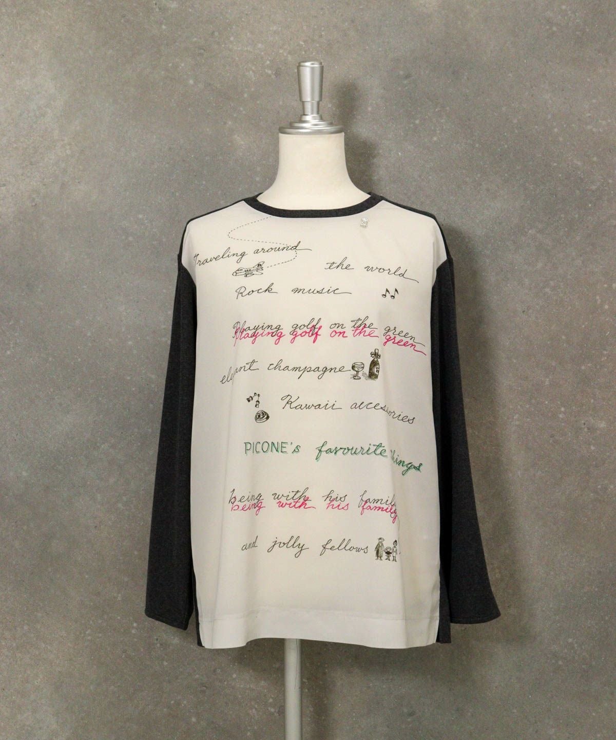 シフォン切替ニットソー（ライトグレー）