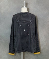 ビジュー付ボーダー発熱プルオーバー（ブラック）