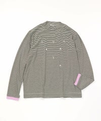 ビジュー付ボーダー発熱プルオーバー（ホワイト）