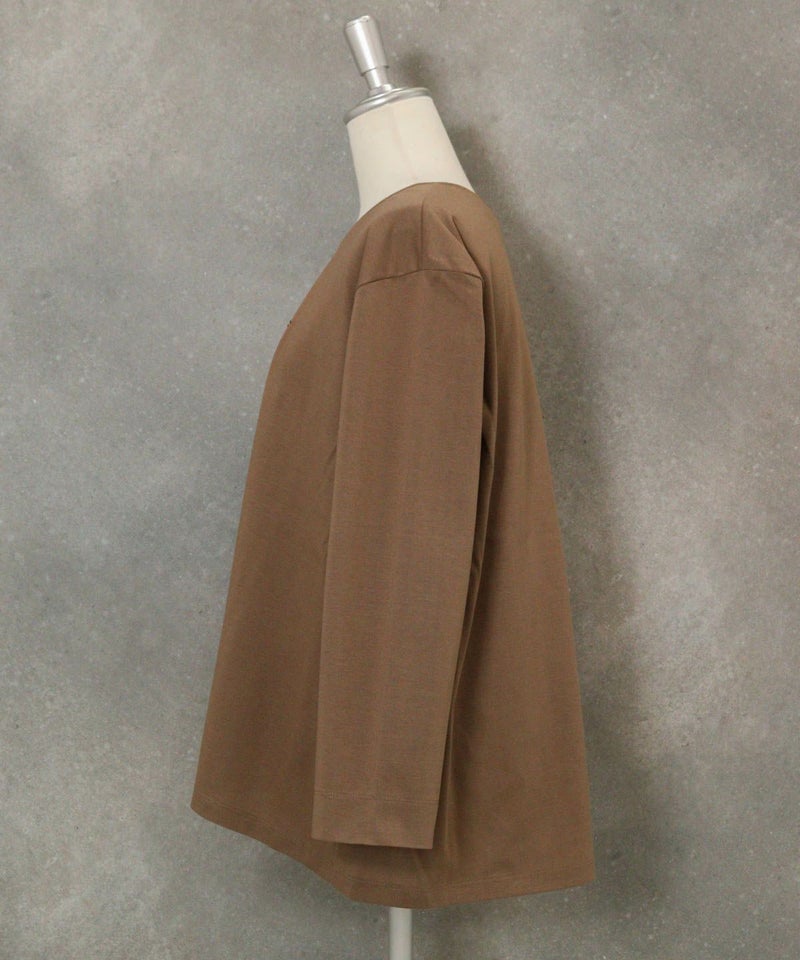 デザインイラスト天竺プルオーバー（ブラウン）サイド