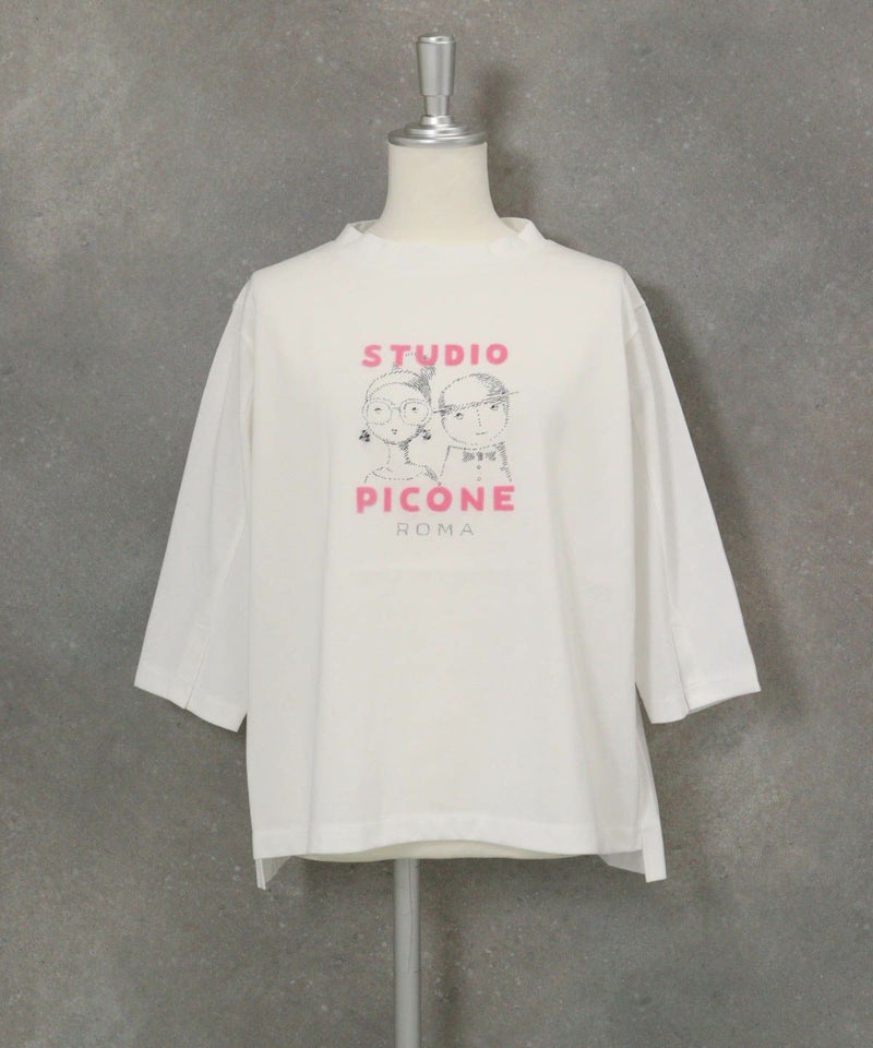 フロッキーロゴ七分袖プルオーバー（ホワイト）