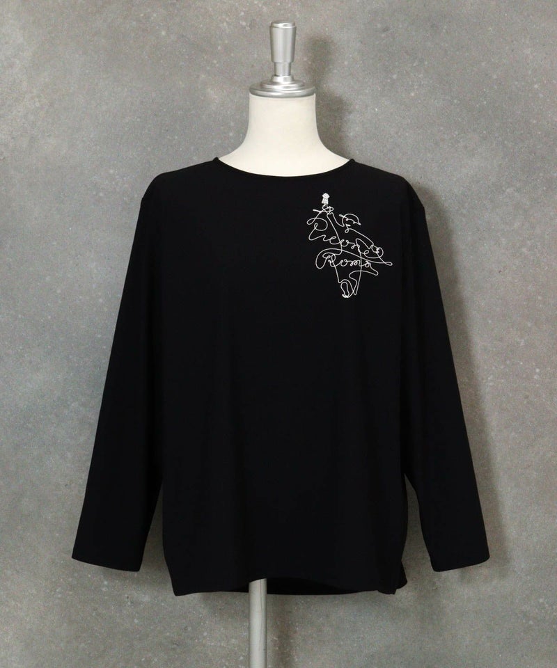 コード刺繍UV冷感プルオーバー（ブラック）