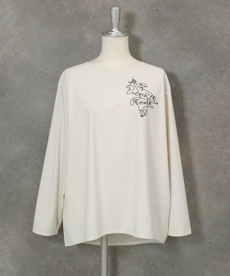 コード刺繍UV冷感プルオーバー（ベージュ）