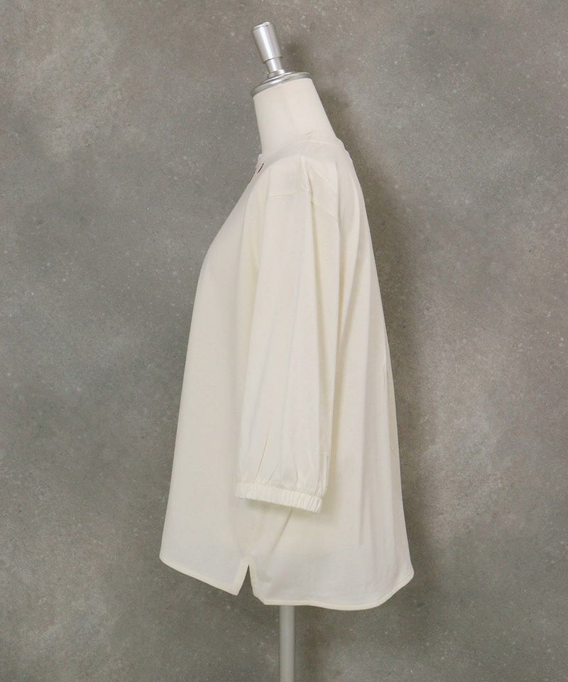 ピコ刺繍七分袖プルオーバー(ベージュ)横