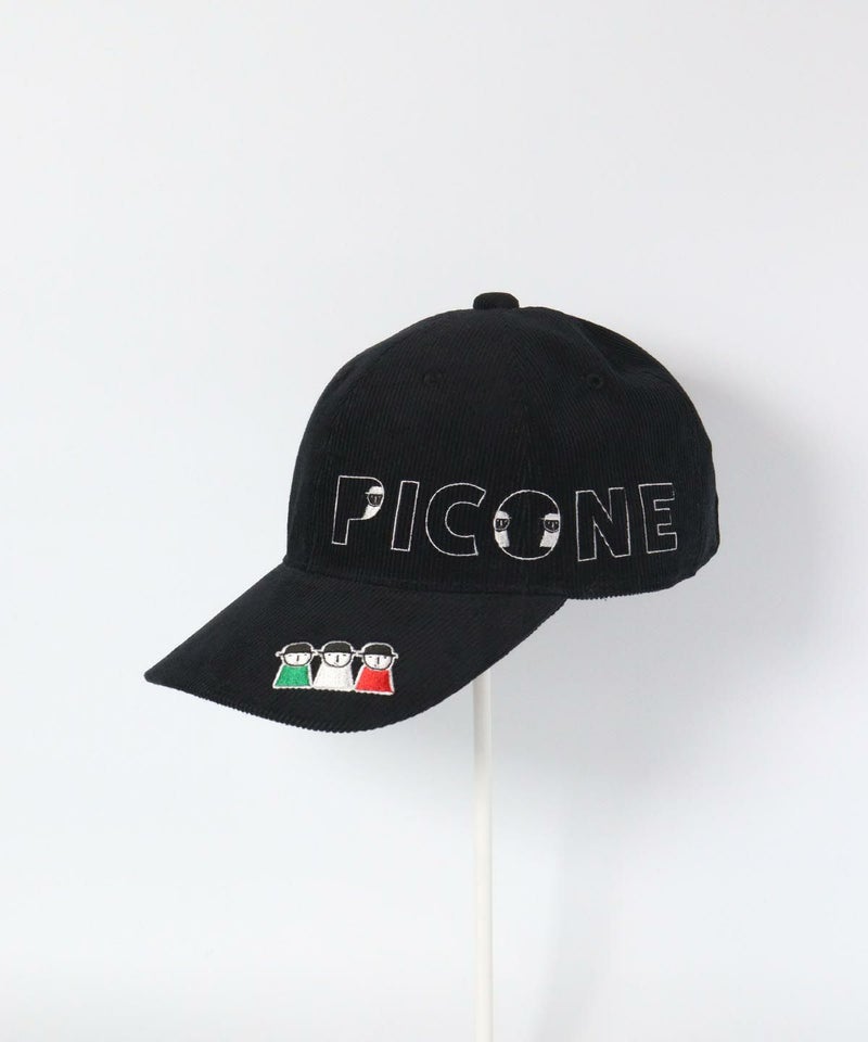 コーデュロイ刺繍キャップ（ブラック）