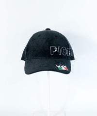 コーデュロイ刺繍キャップ前（ブラック）