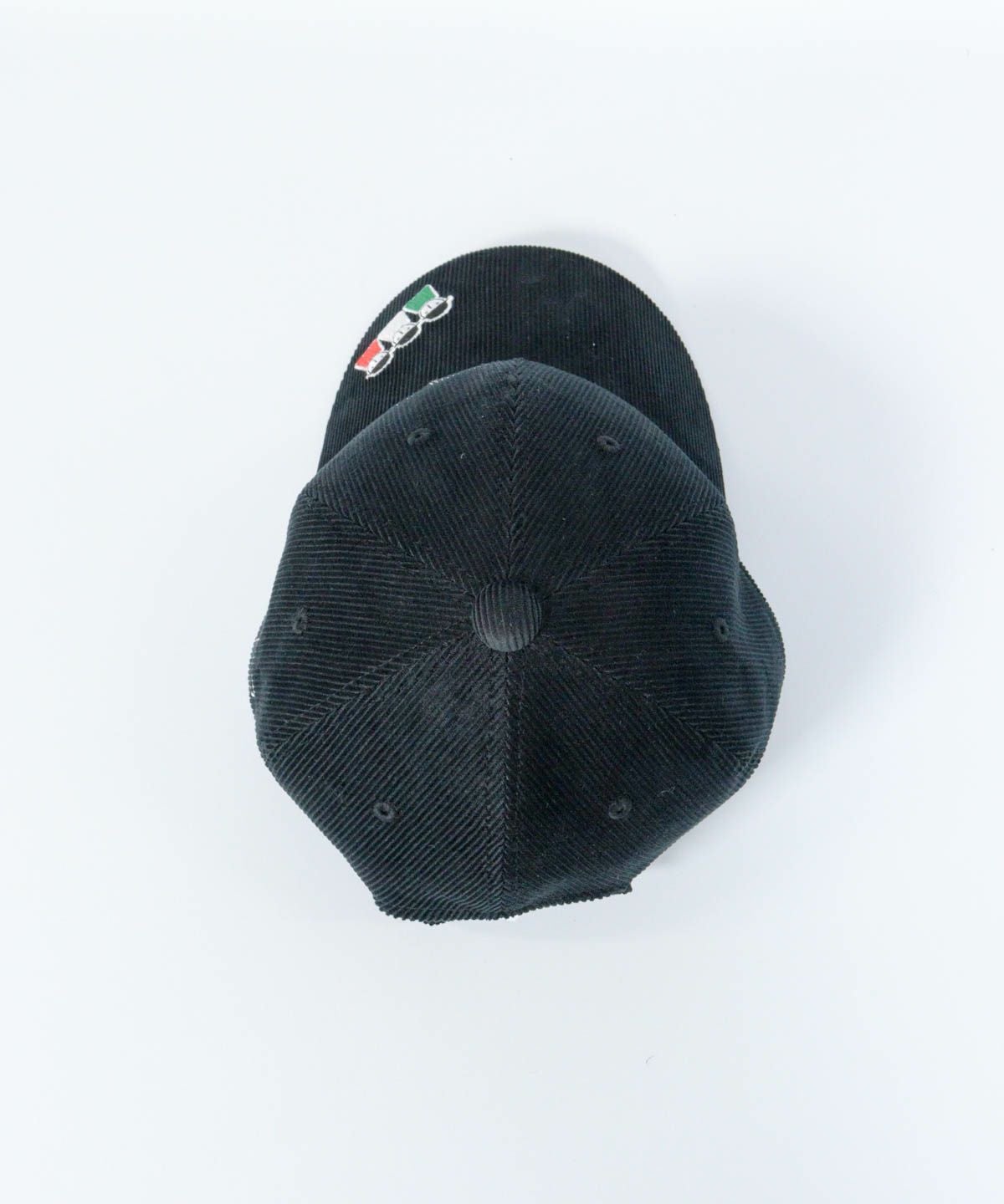コーデュロイ刺繍キャップ上部分（ブラック）