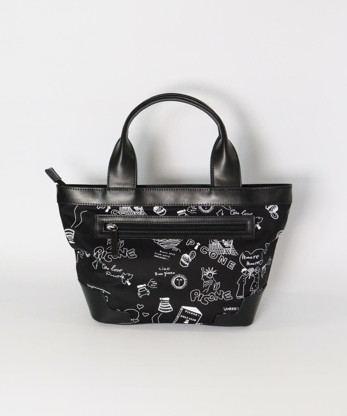 モノトーン総柄カートバッグ後（ブラック）