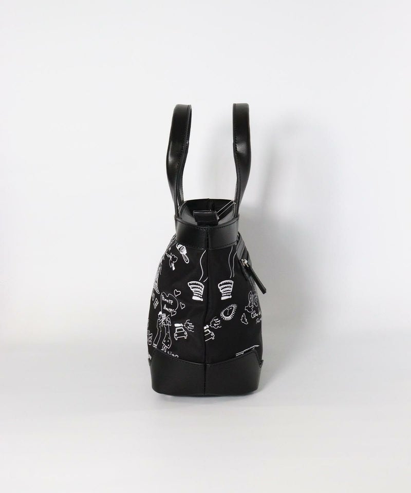 モノトーン総柄カートバッグ横（ブラック）