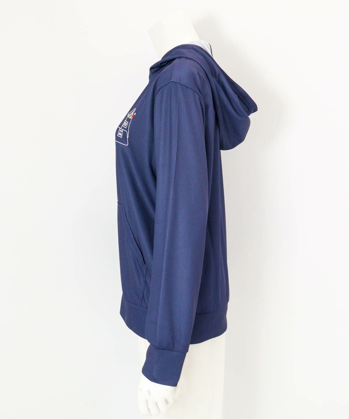 UVフードジップパーカー（ネイビー）サイド