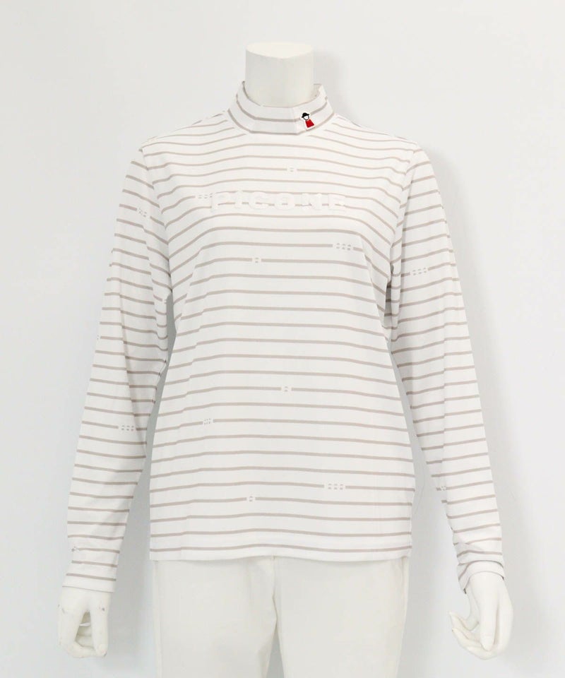 ハイネックピコボーダープルオーバー（ベージュ）