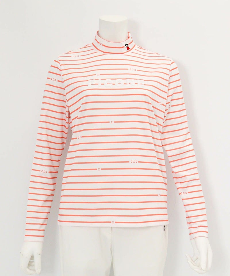 ハイネックピコボーダープルオーバー（オレンジ）