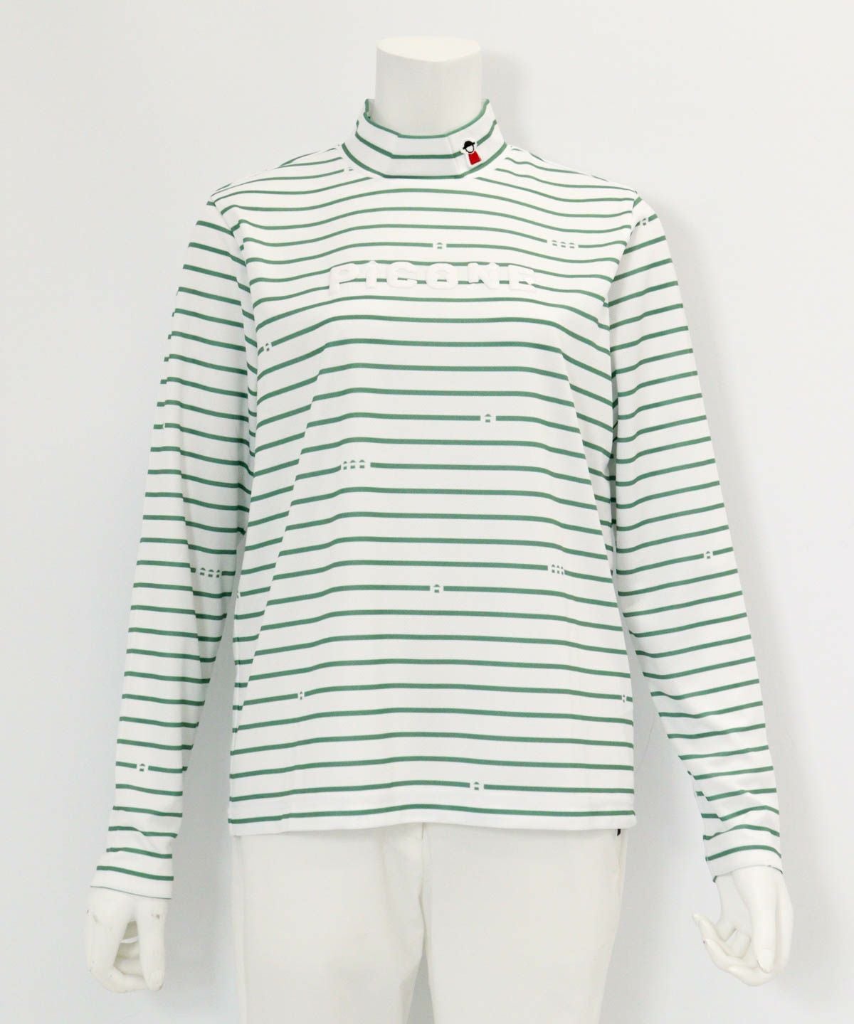 ハイネックピコボーダープルオーバー（グリーン）