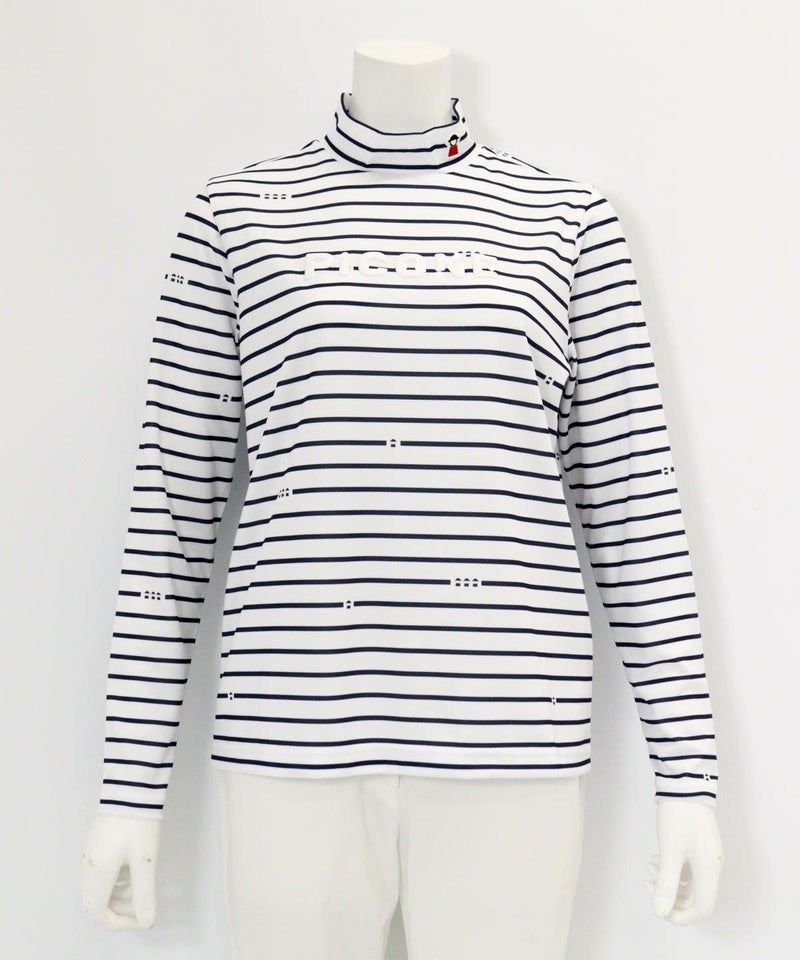 ハイネックピコボーダープルオーバー（ネイビー）