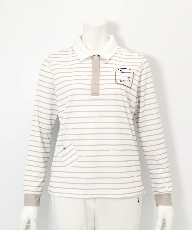 ピコボーダーポロシャツ（ベージュ）