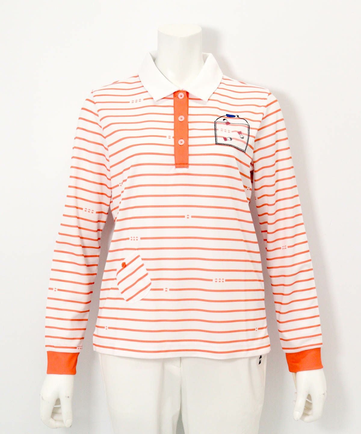 ピコボーダーポロシャツ（オレンジ）