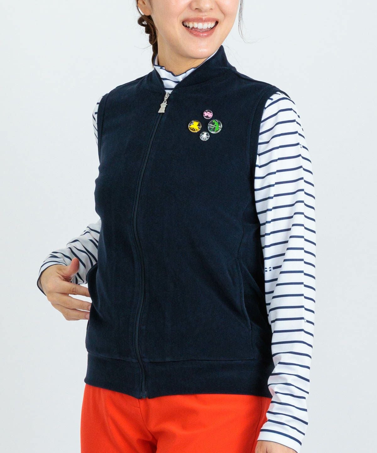 PICONE CLUB ジップアップベスト 青黒 ピコライン刺繍ジップベスト|ピッコーネクラブ-アウトレット- - ゴルフ