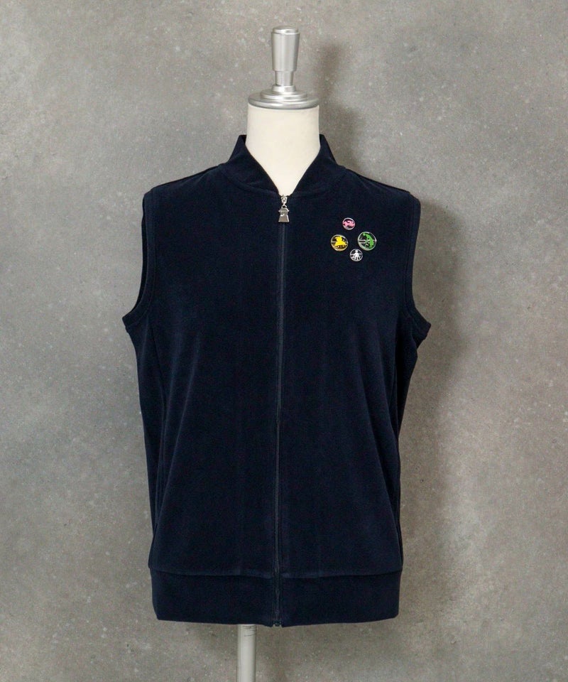 コットン混パイルジップベスト（ネイビー）
