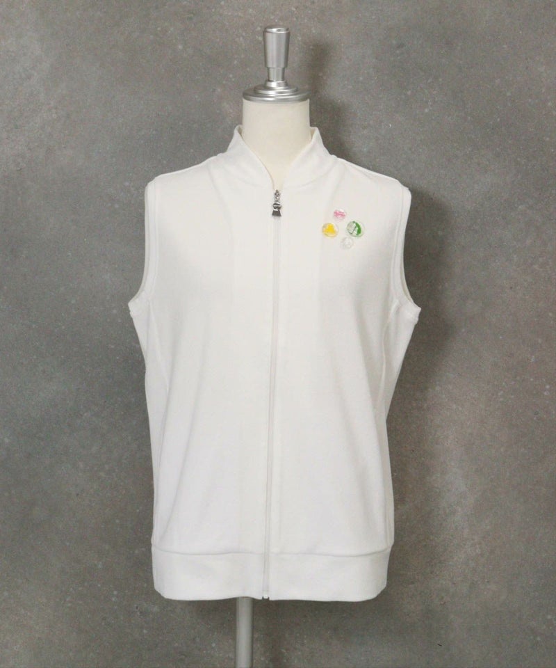 コットン混パイルジップベスト（ホワイト）
