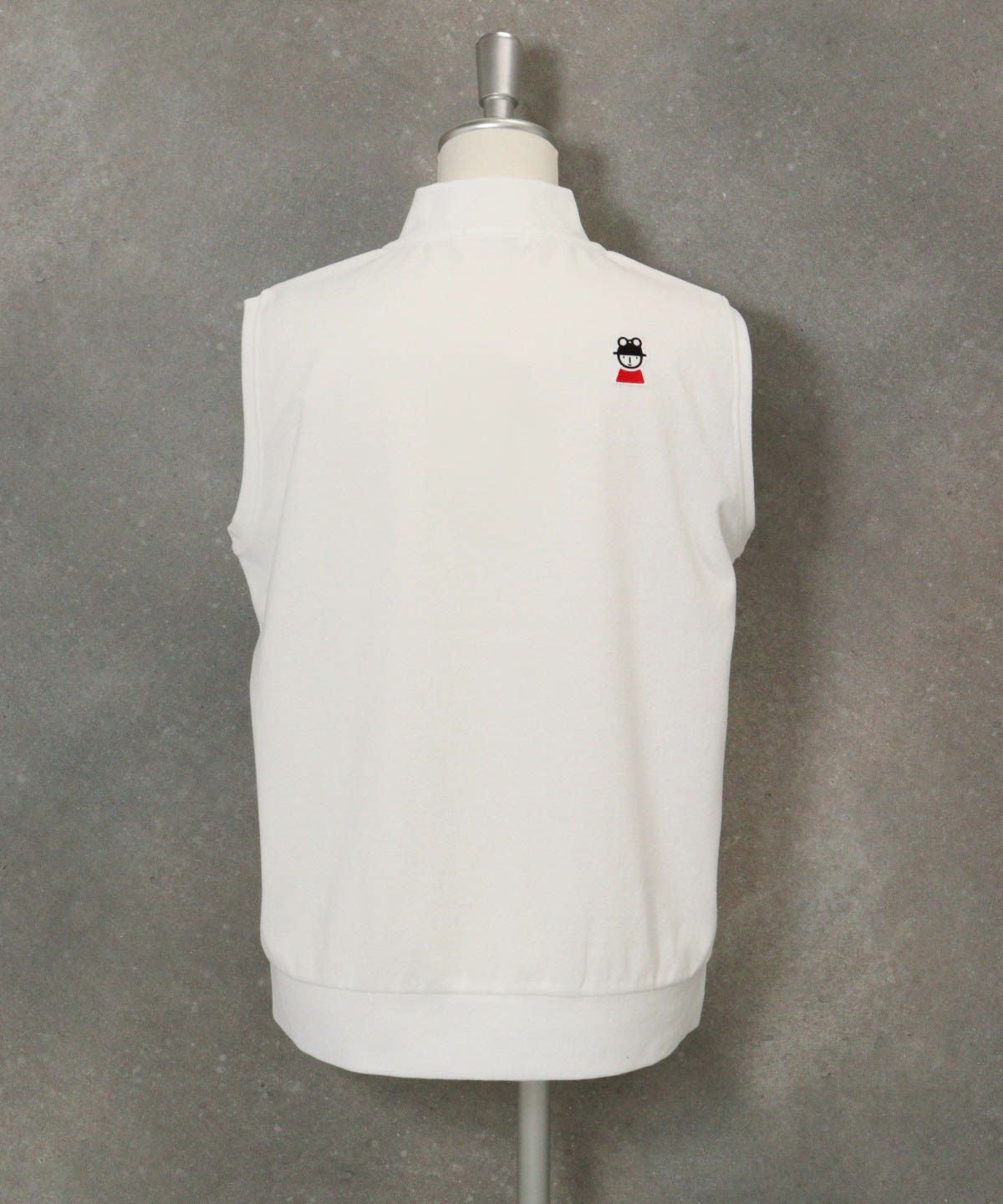 コットン混パイルジップベスト後（ホワイト）