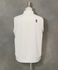 コットン混パイルジップベスト後（ホワイト）