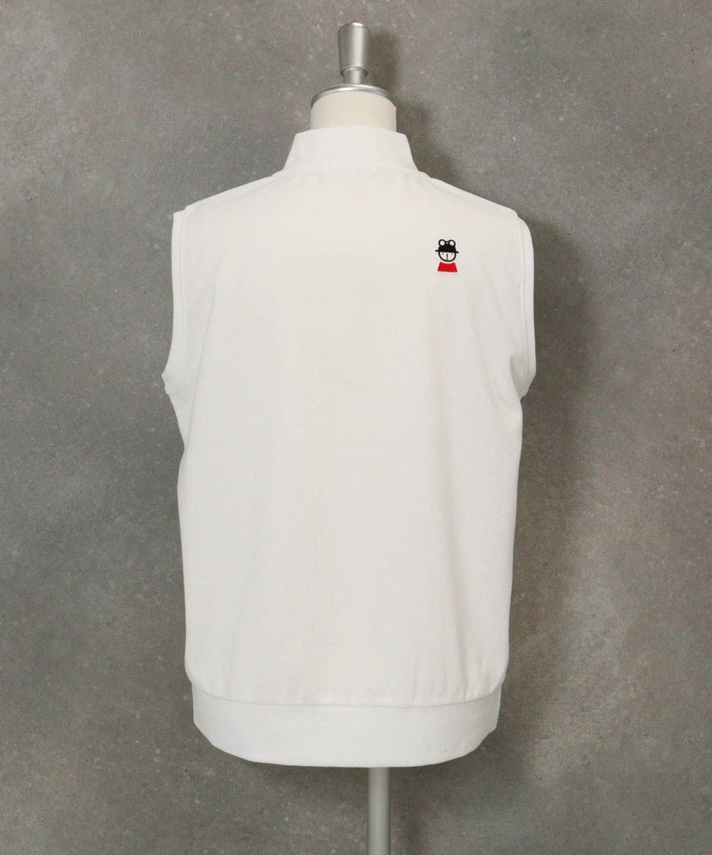 コットン混パイルジップベスト後（ホワイト）