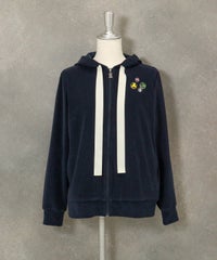 コットン混パイルジップパーカー（ネイビー）