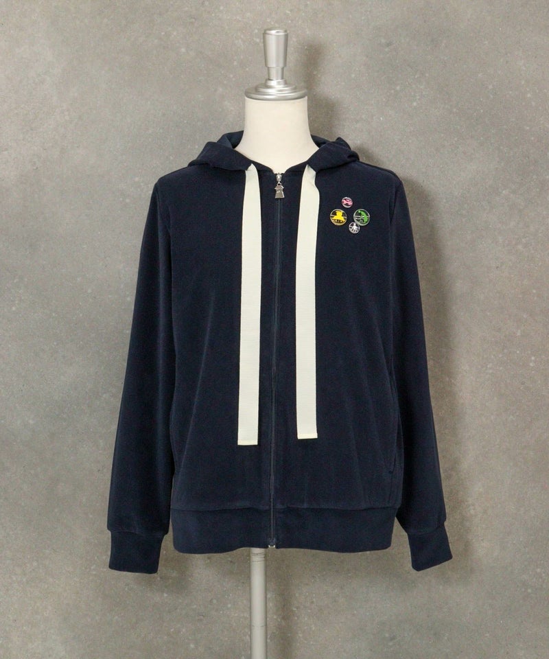 コットン混パイルジップパーカー（ネイビー）