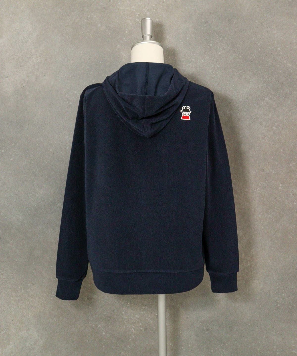 コットン混パイルジップパーカー後（ネイビー）