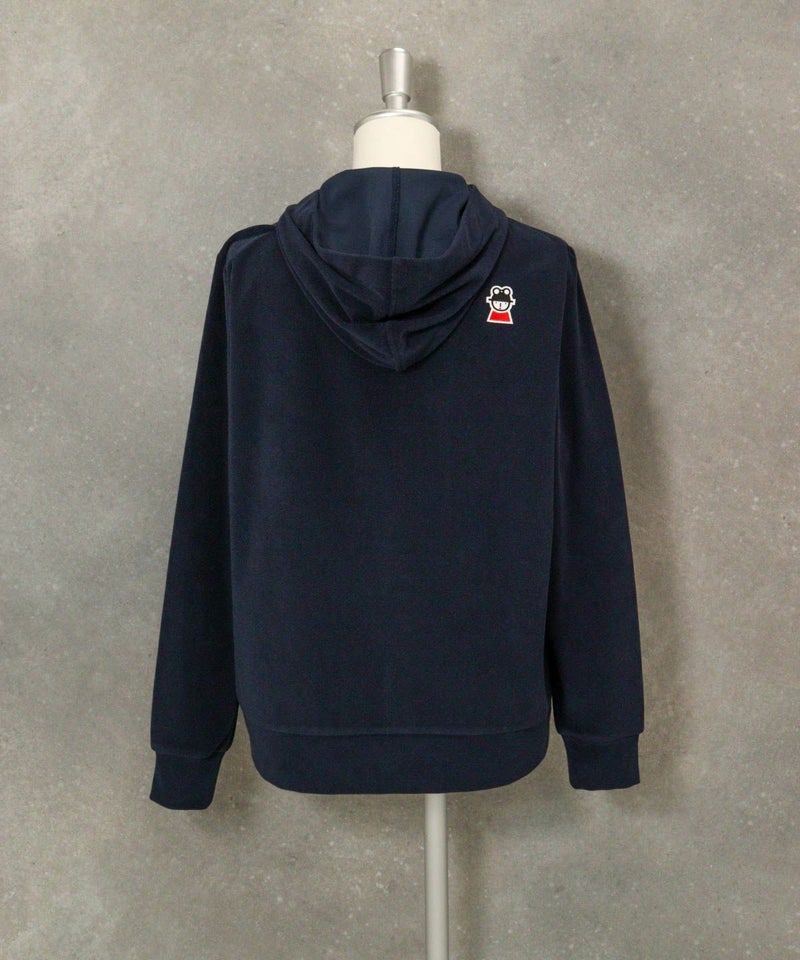 コットン混パイルジップパーカー後（ネイビー）