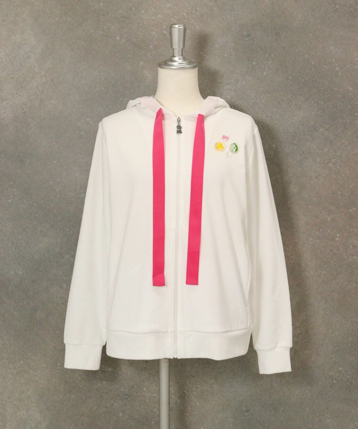 コットン混パイルジップパーカー（ホワイト）